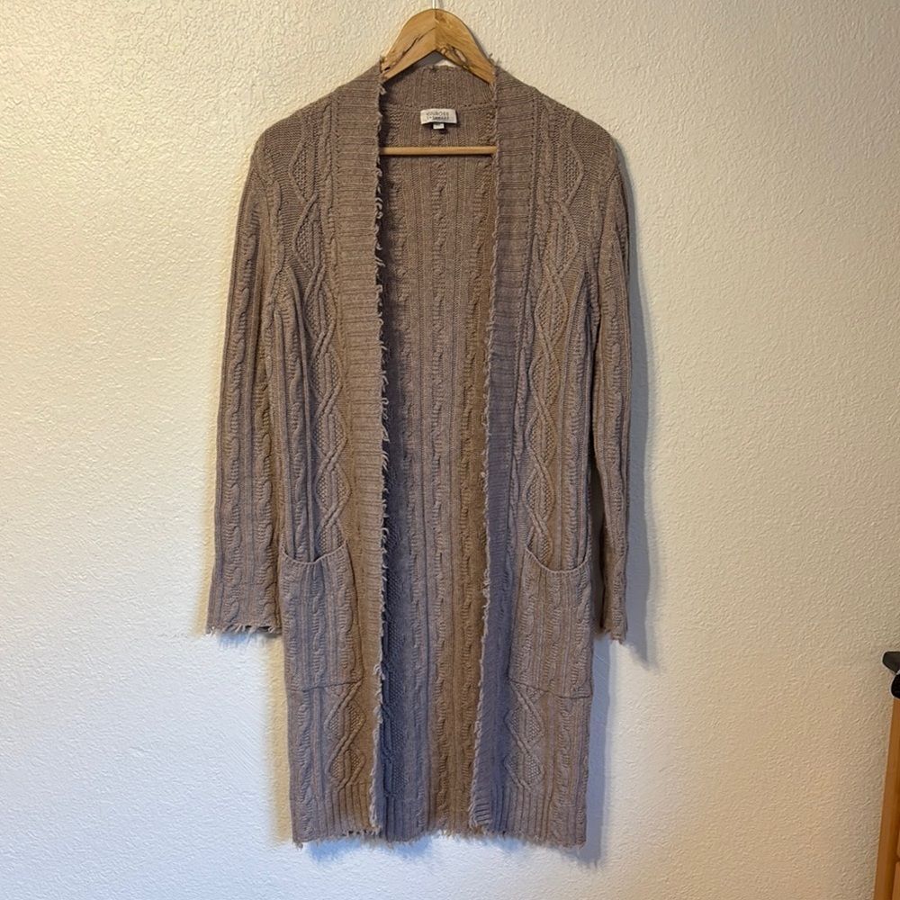 Kinross Cashmere Blend Open Duster Cardigan Small